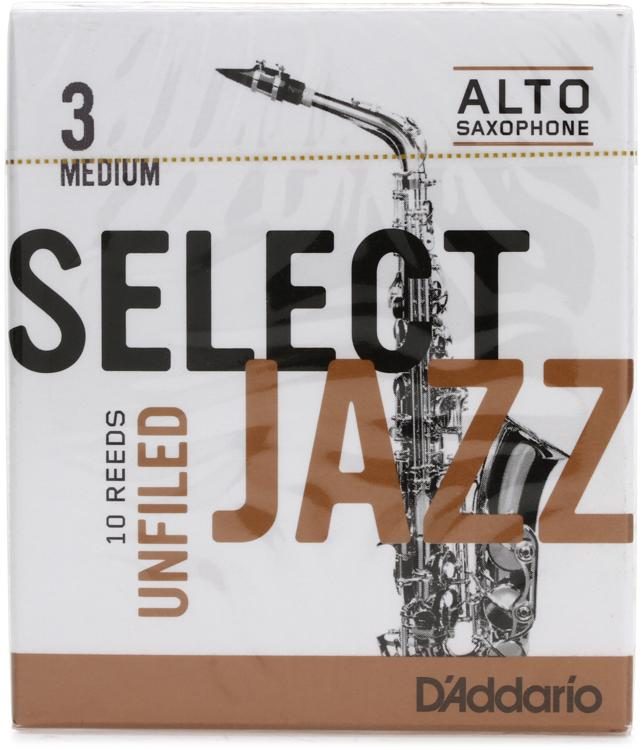 Unfiled Rico Select Jazz Alto Sax Reeds RRS10ASX3M Strength 3 Strength Medium 10-pack 