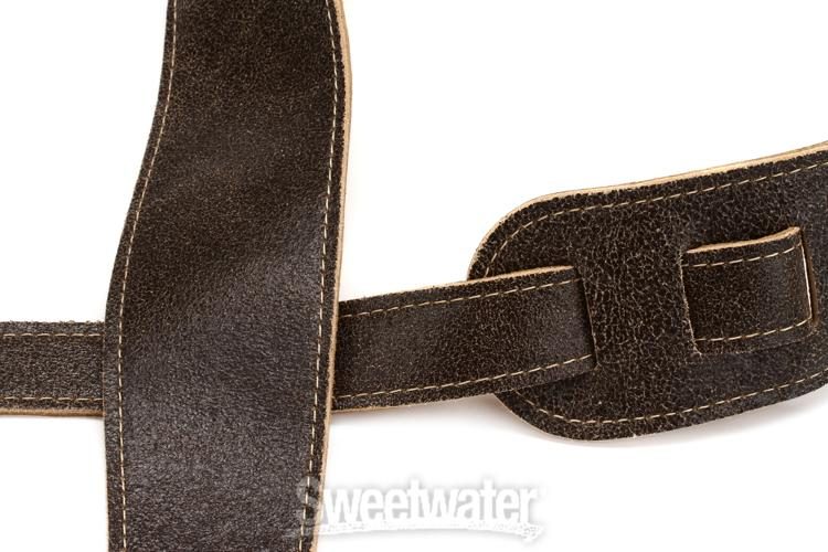 LM Products Relic Leather 2.875 inch wide Guitar Strap - Brown | Sweetwater