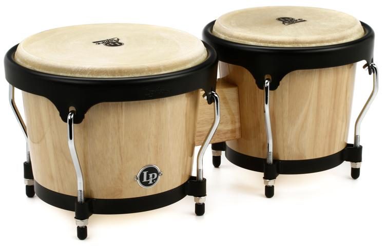Latin Percussion Aspire Wood Bongos - Natural with Black Hardware