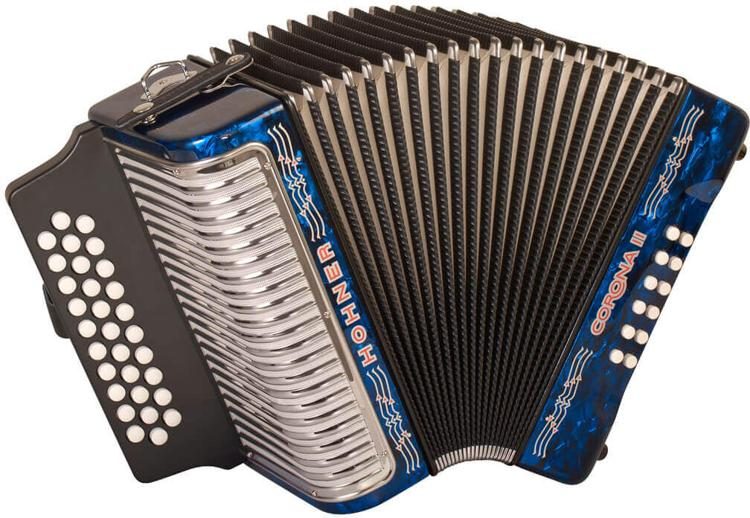 Hohner Corona II Diatonic Accordion - Keys of F/Bb/Eb - Dark Blue |  Sweetwater