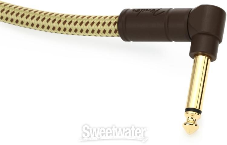 Fender 0990820086 Deluxe Series Straight to Right Angle Instrument Cable -  15 foot Tweed | Sweetwater