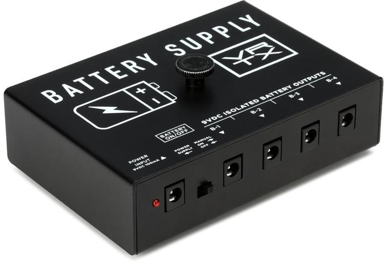 Guitar and Bass Pedal Power Accessory Vertex Effects Battery Power Supply for Guitar Pedals 5 x 3.5 x 1.25 Four 9V Outputs and One 9V Input 