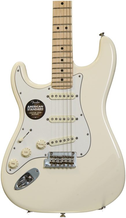 Fender American Standard Stratocaster, Left handed - Olympic White with  Maple Fingerboard