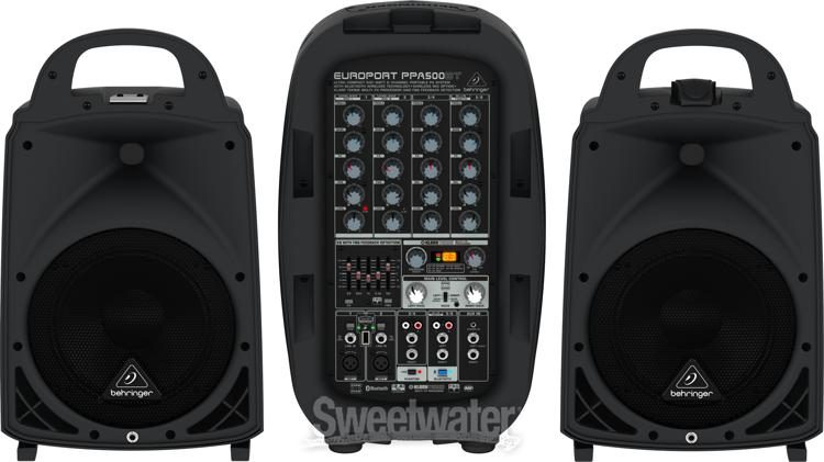 behringer europort ppa500bt compact pa system with wireless mics