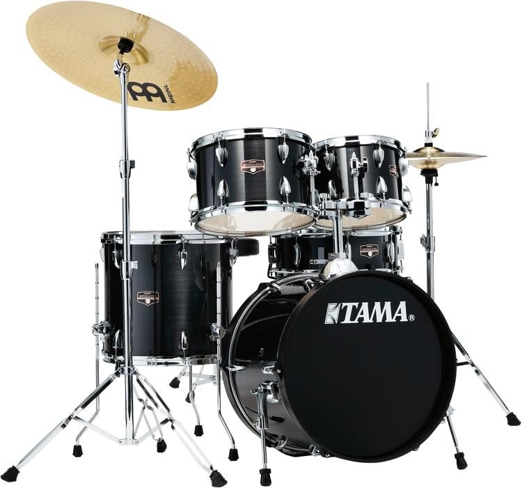 Tama Imperialstar IE58C 5-piece Complete Drum Set with Snare Drum and Meinl  Cymbals - Hairline Black