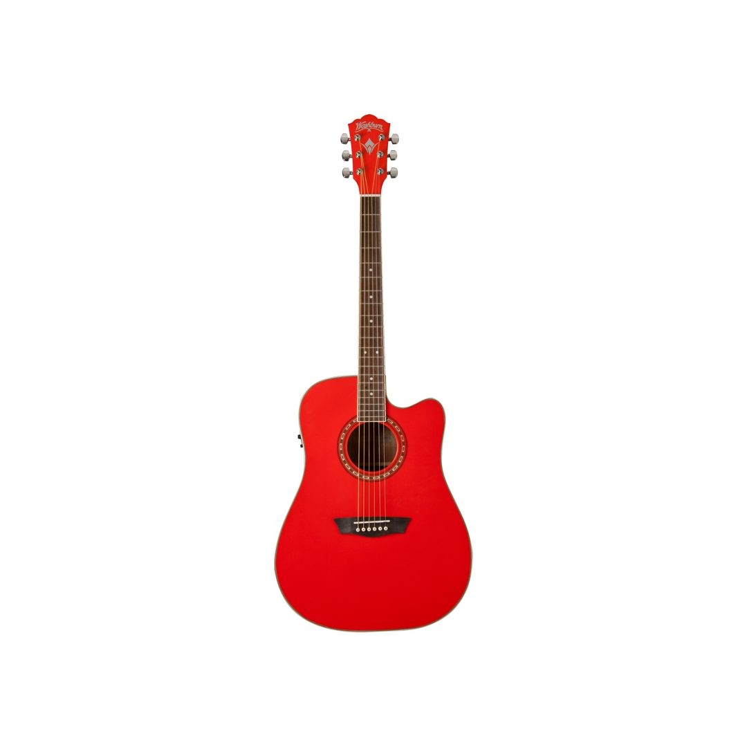 Washburn WD10CER Acoustic Electric Guitar - Red | Sweetwater