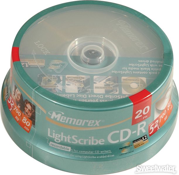 Memorex LightScribe 52x CD-R Media, 20 Pack Spindle | Sweetwater