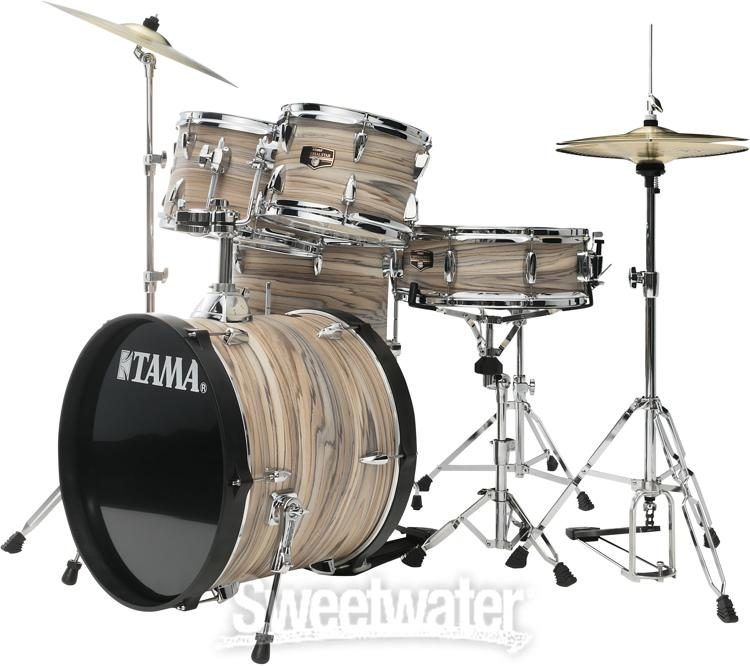 Tama Imperialstar IE58C 5-piece Complete Drum Set with Snare Drum and Meinl  Cymbals - Natural Zebrawood Wrap