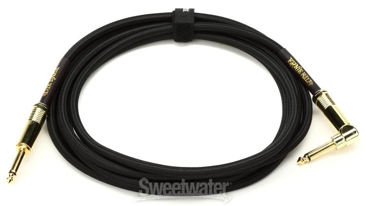 Ernie Ball P06081 Braided Straight to Right Angle Instrument Cable - 10  foot Black