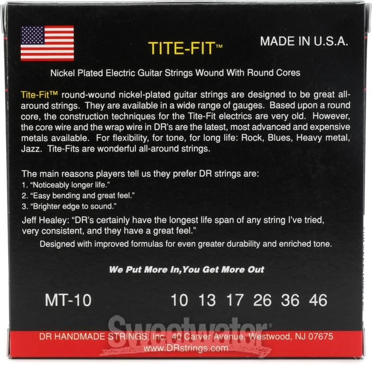 DR Strings MT-10 Tite-Fit Compression Wound Electric Guitar Strings -  .010-.046 Medium