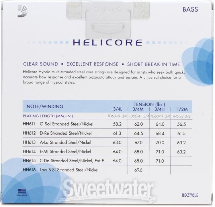 D'Addario HH610 3/4M Helicore Hybrid Double Bass String Set - 3/4