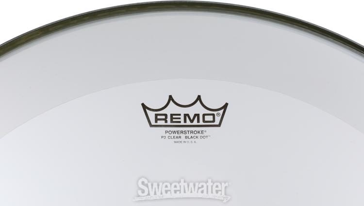 Remo Powerstroke P3 Clear Bass Drumhead - 22 inch - Top Black Dot