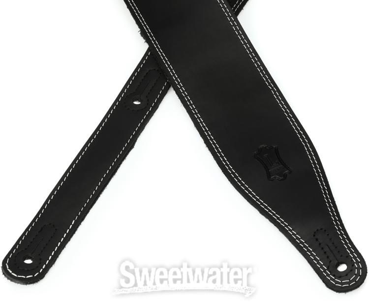 Levy's Leathers Butter Double Stitch 2.5 wide Garment Leather Guitar  Strap; Deluxe Series - Black (M17BDS-BLK)
