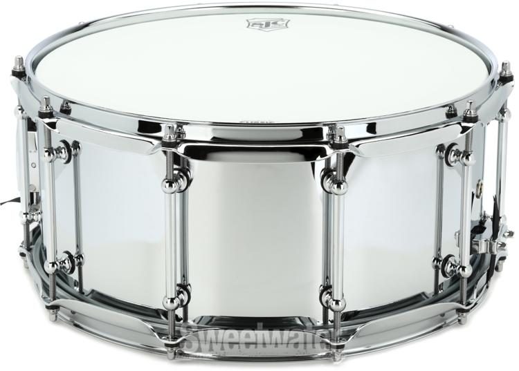 SJC Custom Drums Alpha Steel Snare Drum - 6.5-inch x 14-inch, Polished  Chrome Over Steel