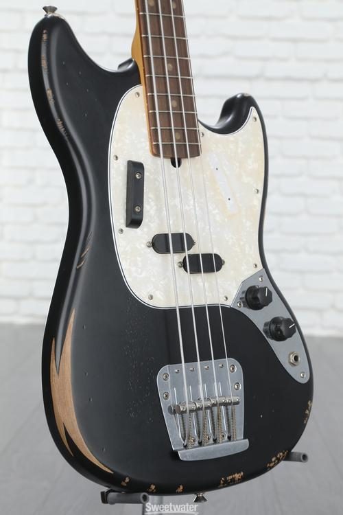 Fender JMJ Road Worn Mustang Bass - Black | Sweetwater