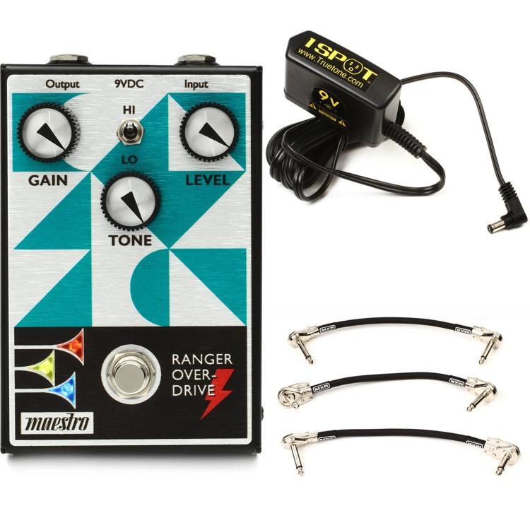 Ranger Overdrive Pedal with Power Adapter and 3 Patch Cables