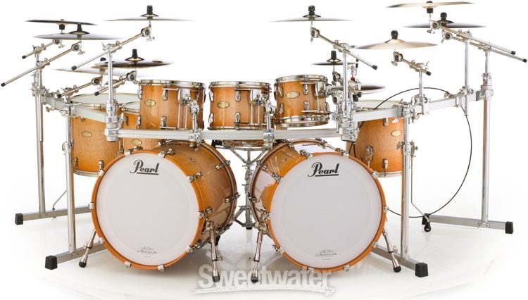 Pearl Masterworks Stadium Exotic 9-piece Shell Pack with Snare Drum -  Sunburst over Flame Maple