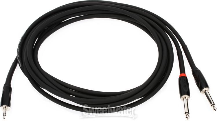 Roland RCC-15-3528V2 Black Series 3.5mm TRS Male to Dual 1/4-inch TS Male - 15 foot