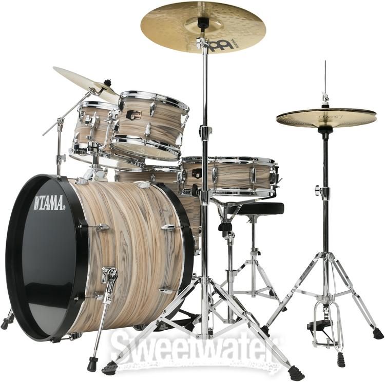 Tama Imperialstar IE52C 5-piece Complete Drum Set with Snare Drum and Meinl  Cymbals - Natural Zebrawood Wrap