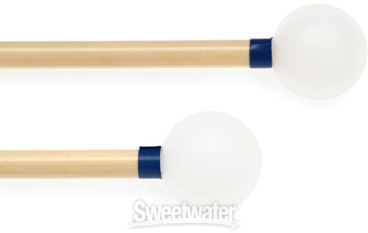 Innovative Percussion OS4 Orchestral Full Forte Xylophone/Glockenspiel  Mallets - 1 1/8 inch White/Blue Tape - Rattan