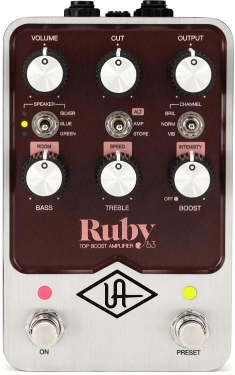 Universal Audio UAFX Ruby '63 Top Boost Amplifier Pedal Cap and Cable Bundle