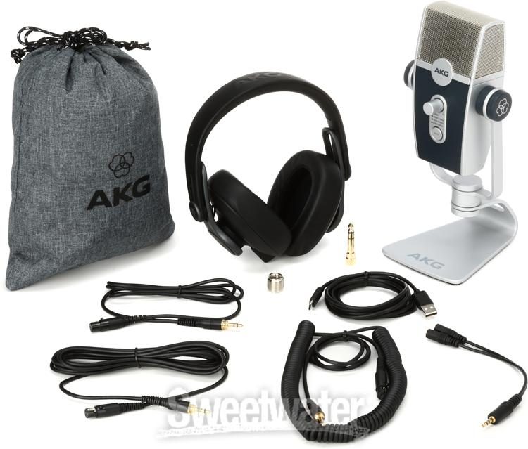 AKG Lyra - Paquete de micrófono USB y auriculares AKG K371 con concentrador  USB 3.0 de 4 puertos (2 artículos)