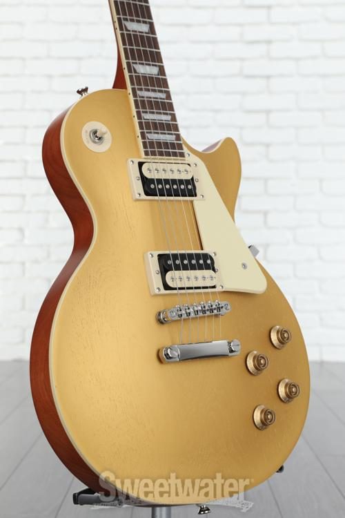 pianist hval passage Epiphone Les Paul Classic Worn Electric Guitar - Worn Metallic Gold |  Sweetwater
