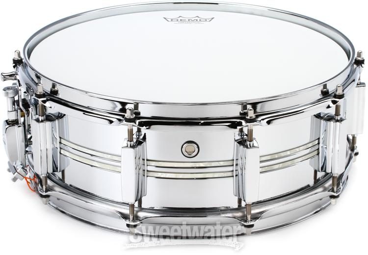  Pearl DuoLuxe 14x5 Chrome-over-Brass Inlaid Snare Drum  (DUX1450BR405) with twin Nicotine White Marine Pearl finish Inlays and  Classic BSL Lugs. : Musical Instruments