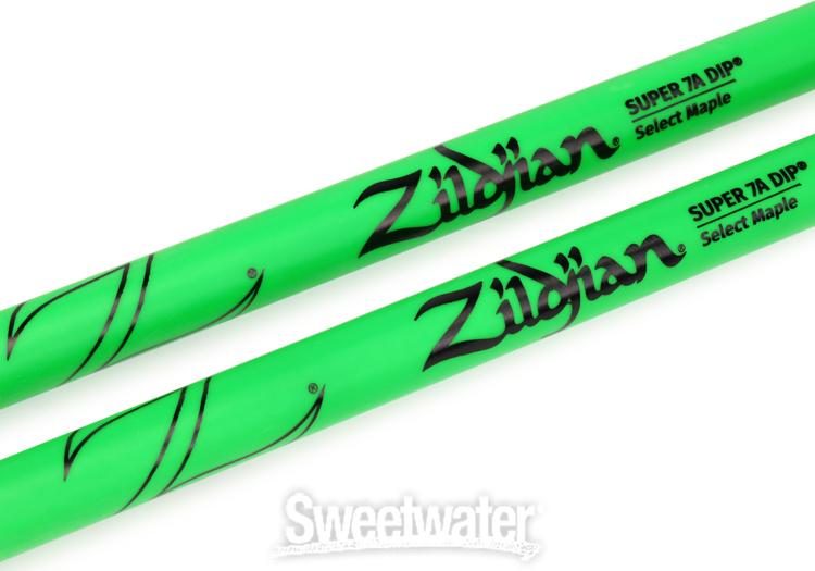 Zildjian Maple Dip Series Drumsticks - Super 7A - Wood Tip - Green