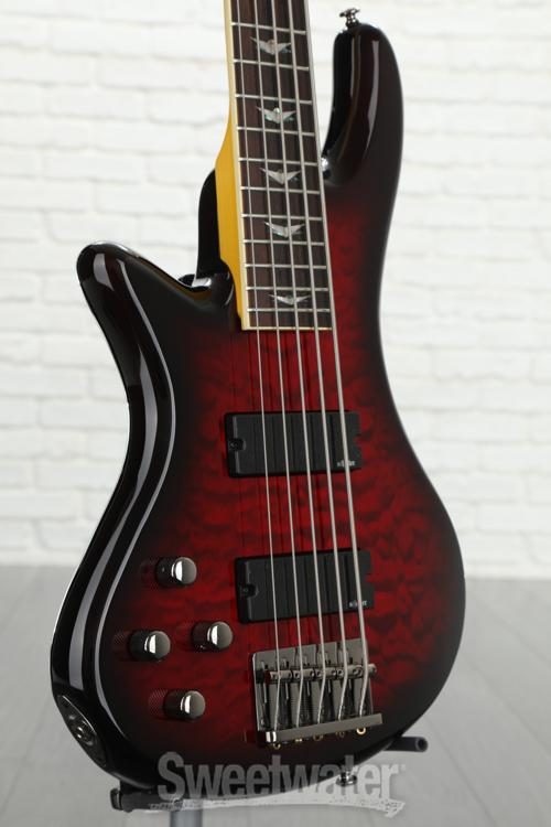 Schecter Stiletto Extreme 5 Left-handed Bass Guitar - Black Cherry