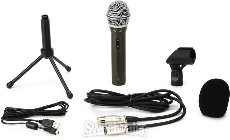 Samson Q2U Black Handheld Dynamic USB Microphone with Boom Arm and Pop  Filter