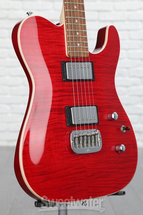 G&L Tribute ASAT Deluxe Carved Top Electric Guitar - Trans Red