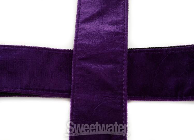 Lock-It Straps Crushed Velvet Guitar Strap - Purple | Sweetwater