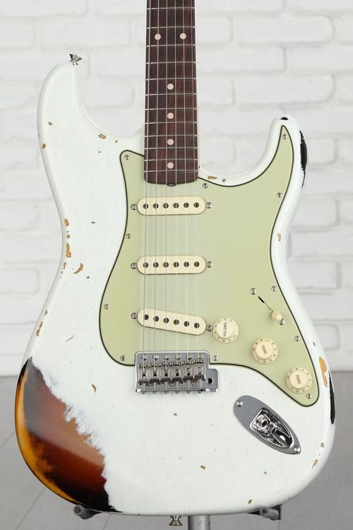 Custom '60s Heavy Relic Stratocaster - Olympic White Over Sunburst