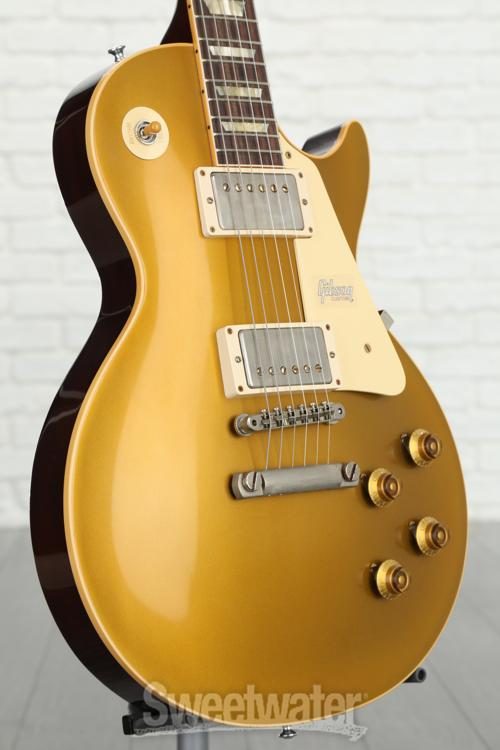 skotsk pakistanske Bred rækkevidde Gibson Custom 1957 Les Paul Goldtop Darkback Reissue VOS - Double Gold |  Sweetwater