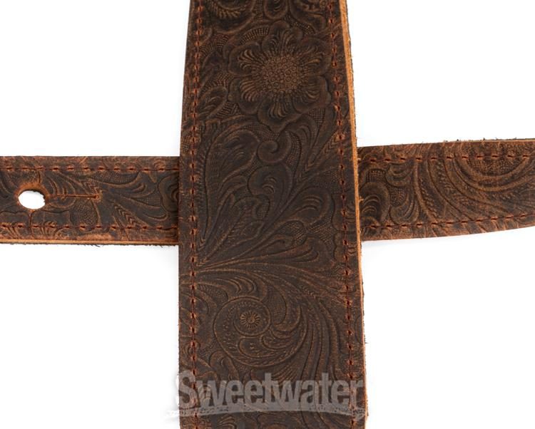 LM Products Tooled Leather Guitar Strap - Brown | Sweetwater