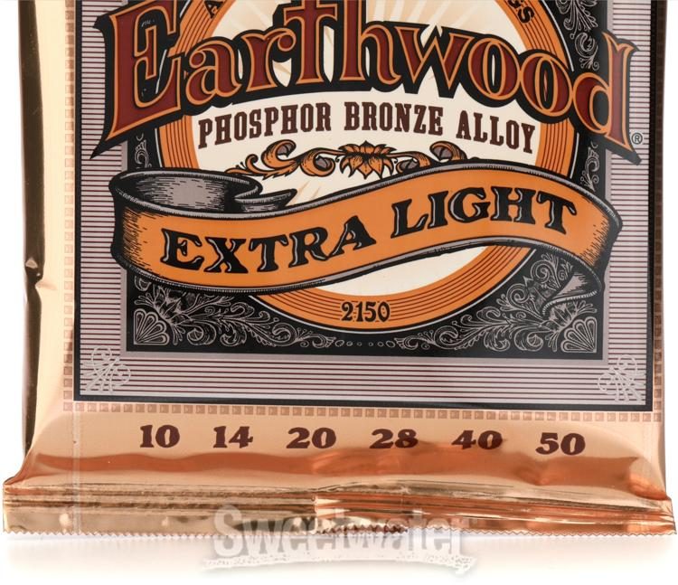 Springboard Sikker nevø Ernie Ball 2150 Earthwood Phosphor Bronze Acoustic Guitar Strings -  .010-.050 Extra Light | Sweetwater