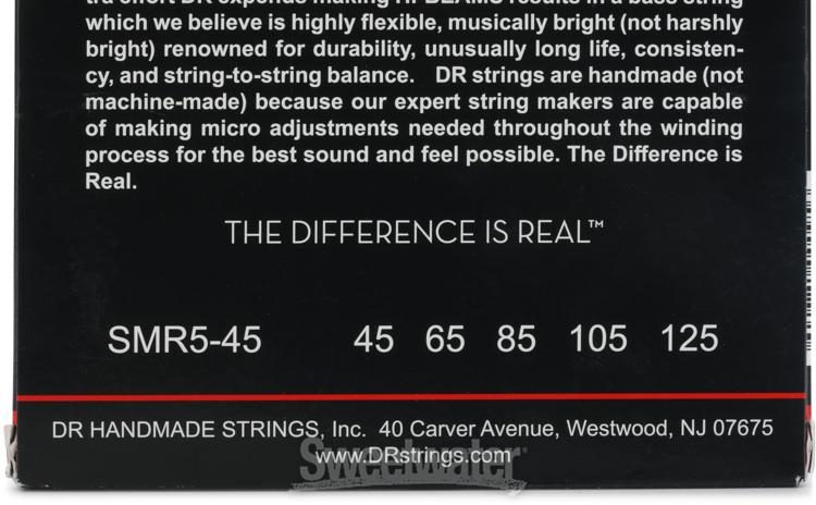 DR Strings SMR5-45 Hi-Beam Short-scale Bass Guitar Strings - .045-.125  Medium 5-string