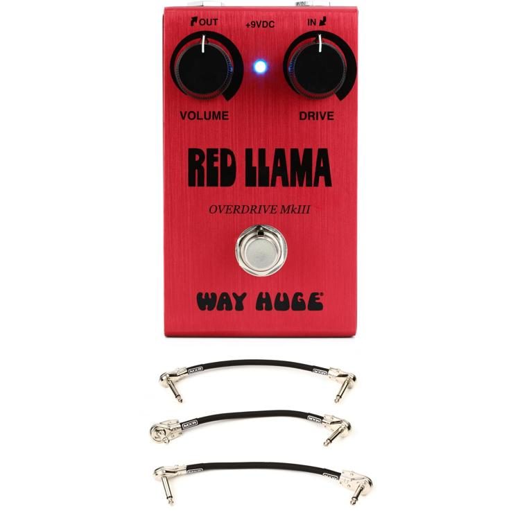 Red Llama Overdrive MkIII Smalls Pedal with 3 Patch Cables