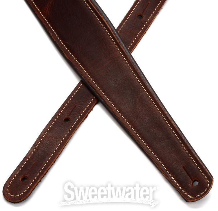 Long & McQuade - 2 1/2'' Leather Guitar Strap - Brown
