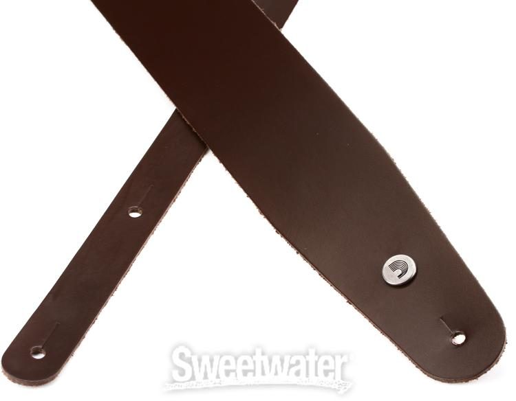 D'Addario 2.5 inch Deluxe Leather Banjo Strap - Blk/Brn 25SLBNJ02-DX