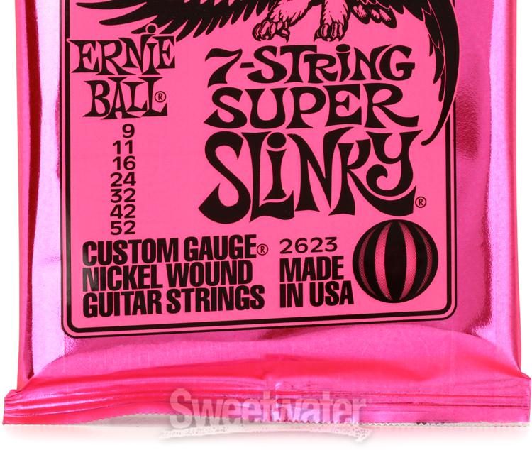 Ernie Ball 2623 Super Slinky Nickel Wound Electric Guitar Strings -  .009-.052 7-string