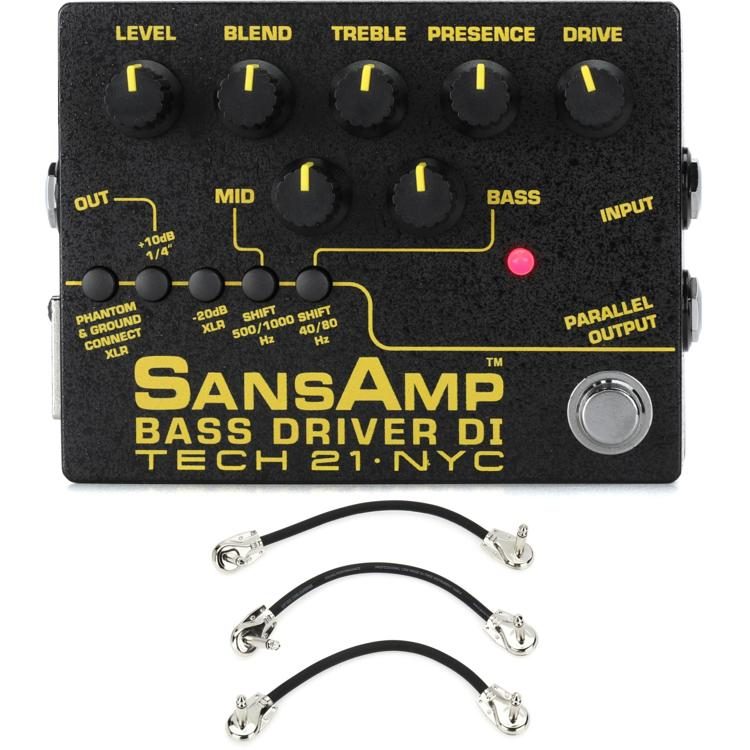 SansAmp Bass Driver DI V2 Pedal with 3 Patch Cables | Sweetwater
