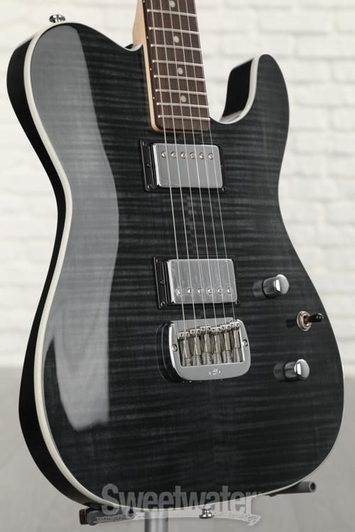 G&L Tribute ASAT Deluxe Carved Top Electric Guitar - Trans Black with  Indian Rosewood Fingerboard