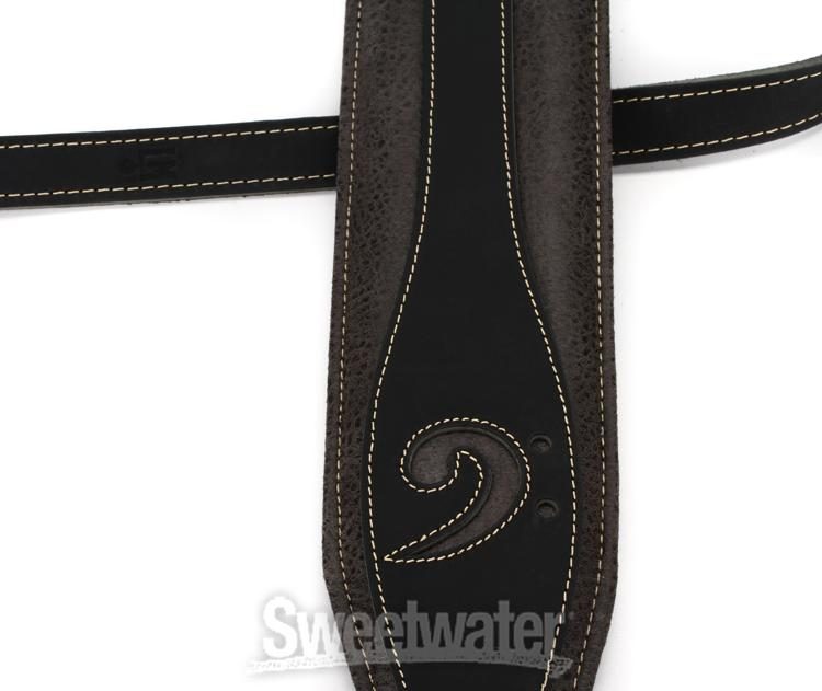 LM Products X-Clef Worn Leather Bass Strap - Black