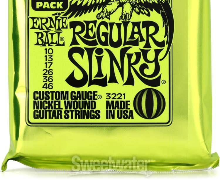 Ernie Ball 3221 Regular Slinky Nickel Wound Electric Guitar Strings -  .010-.046 Factory 3-pack