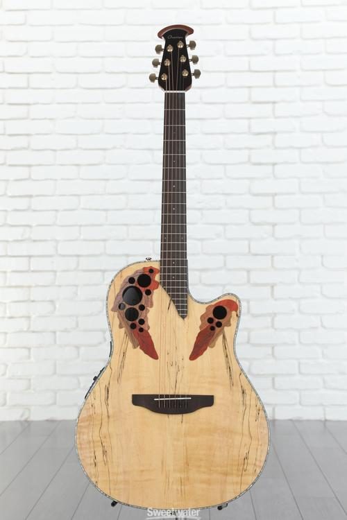 Ovation Celebrity Elite Plus CE44P-SM Mid-Depth Acoustic-Electric Guitar -  Natural Spalted Maple