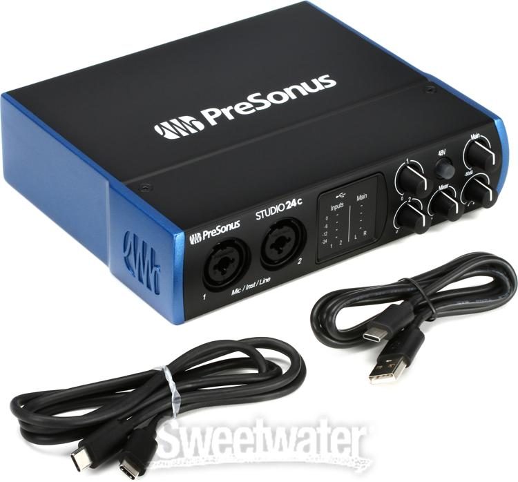 Audio/MIDI　Interface　USB　Studio　Recording　24c　PreSonus　Type-C　2x2　with