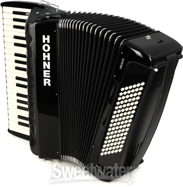 Hohner Bravo III 96 Chromatic Piano Key Accordion - Jet Black