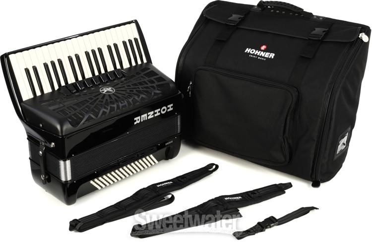 Hohner Bravo III 96 Chromatic Piano Key Accordion - Jet Black